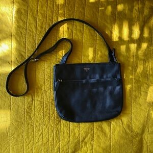 New Fossil Black Leather Crossbody Bag